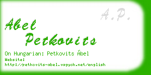 abel petkovits business card